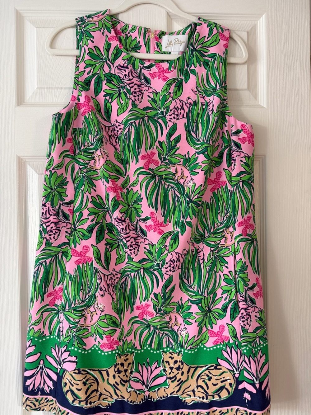 Lilly Pulitzer Pink & Green Tropical Border Shift Dress